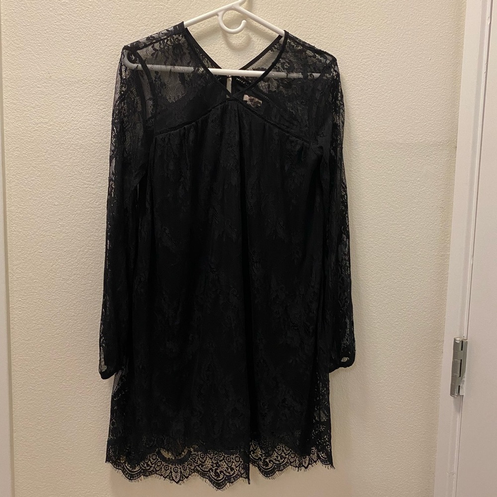 Target long sleeve lace shift dress black